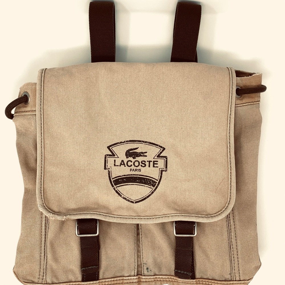 Vintage Lacoste Paris Canvas Shield Rucksack Backpack - Rare Sample Room Piece